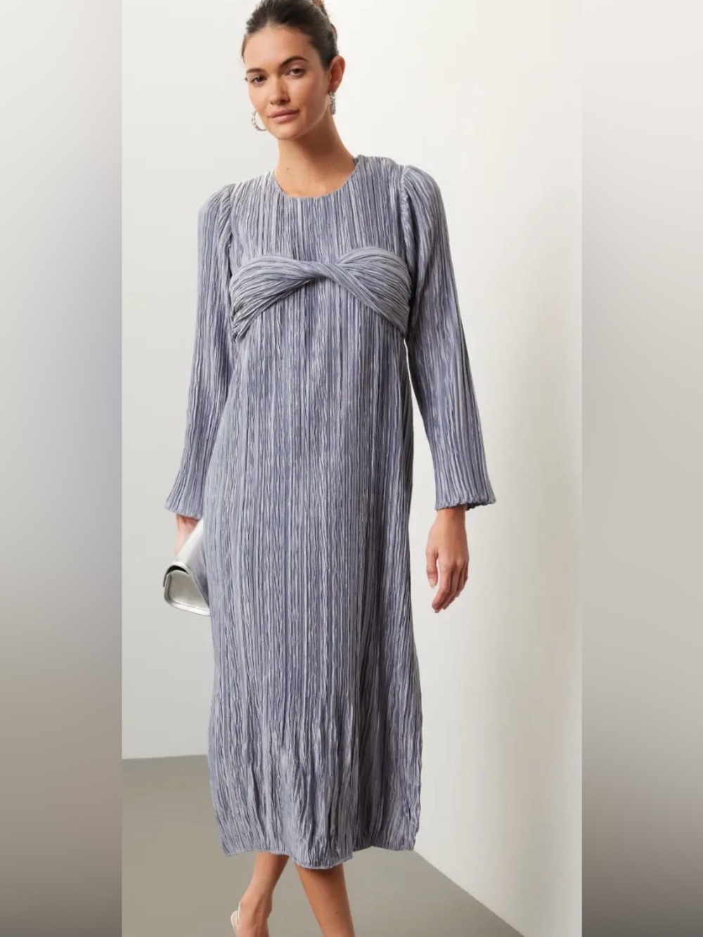 Marina Moscone Plisse Twisted Dress